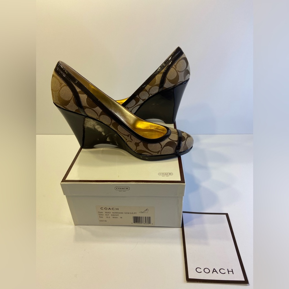 Coach Brown Wedges (KerryAnn), New in Box, Never Worn, 10